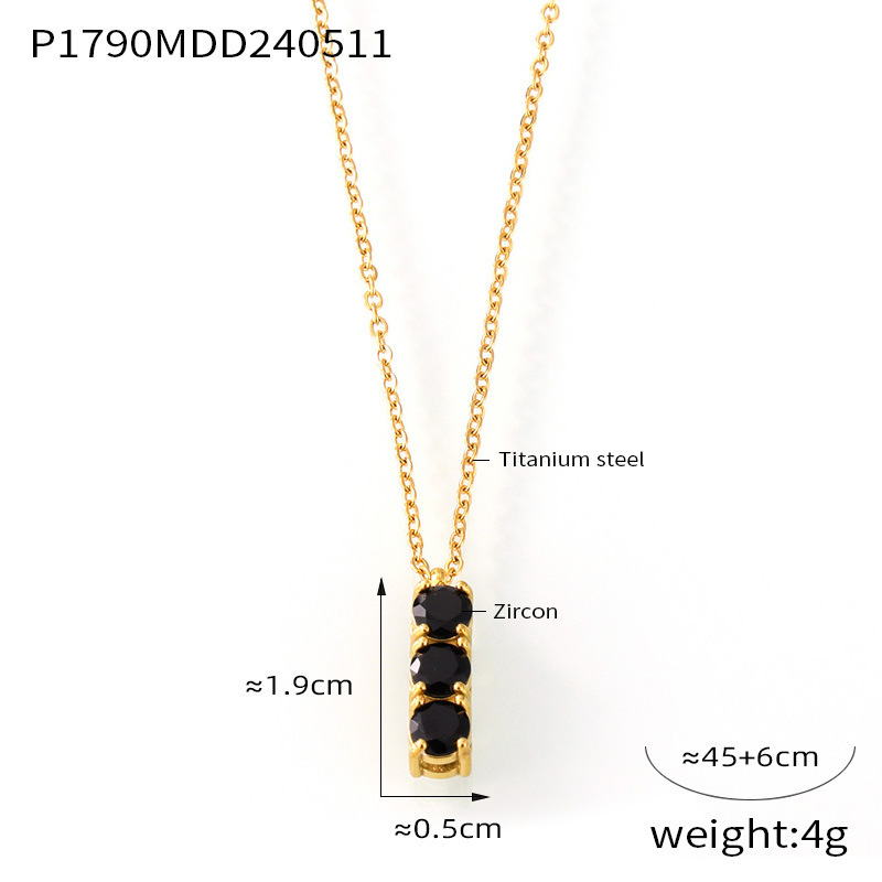2:P1790-Gold black zircon necklace