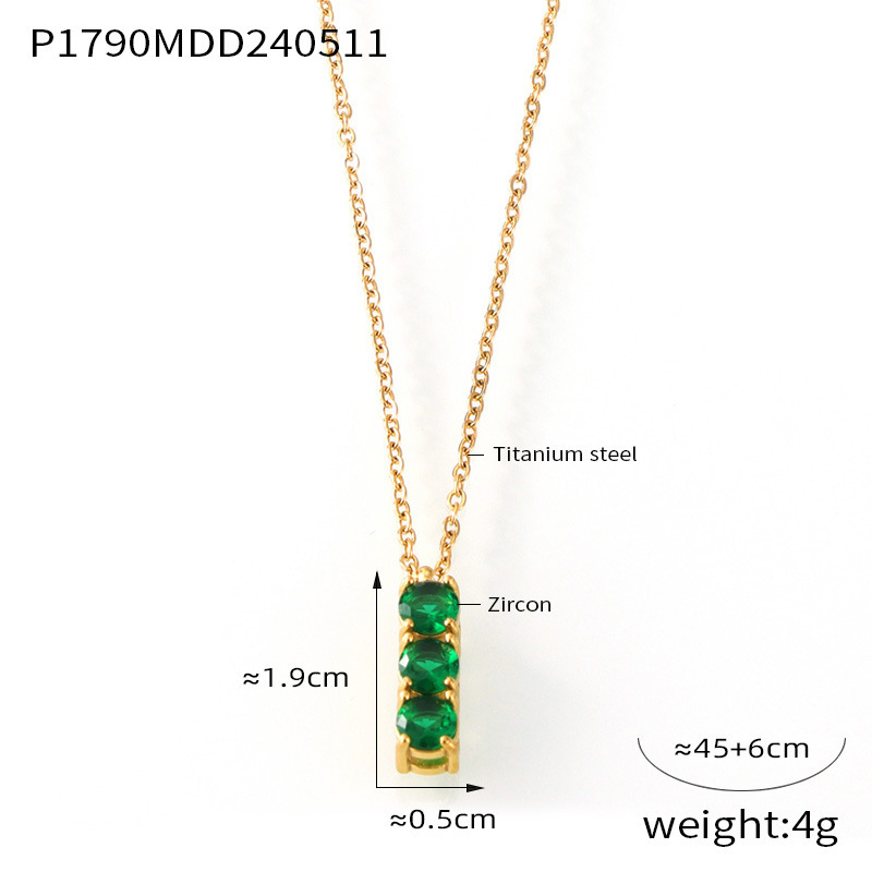 3:P1790-gold green zircon necklace