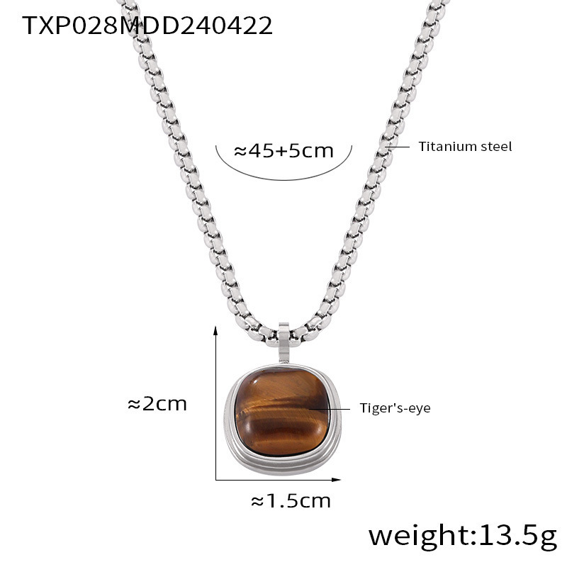 3:TXP028-Steel Tiger Eye Necklace