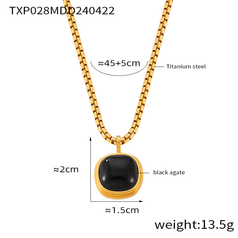 4:TXP028-Gold Black Onyx Necklace