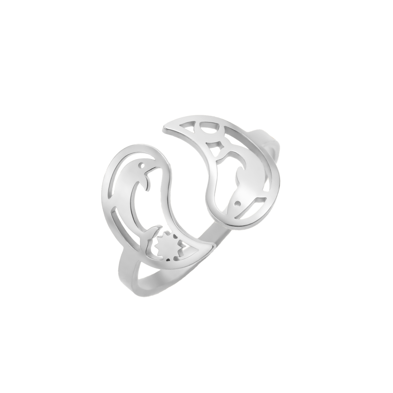 1:Whale open ring-steel color