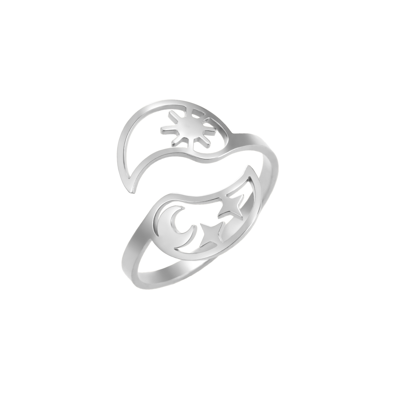3:Sun and moon open ring-steel color