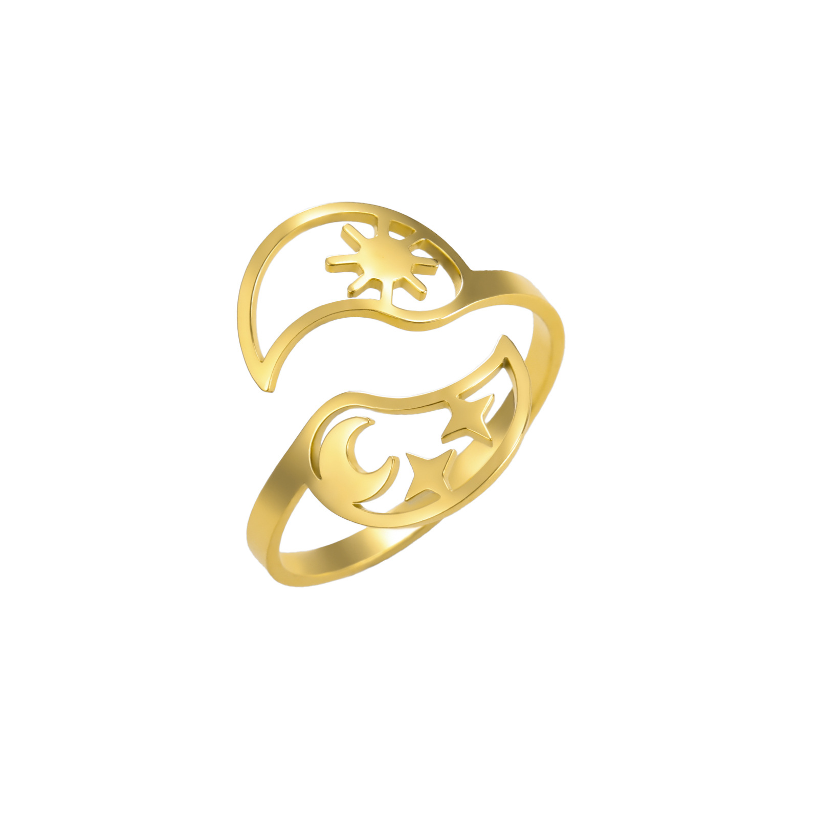 4:Sun and moon open ring-gold