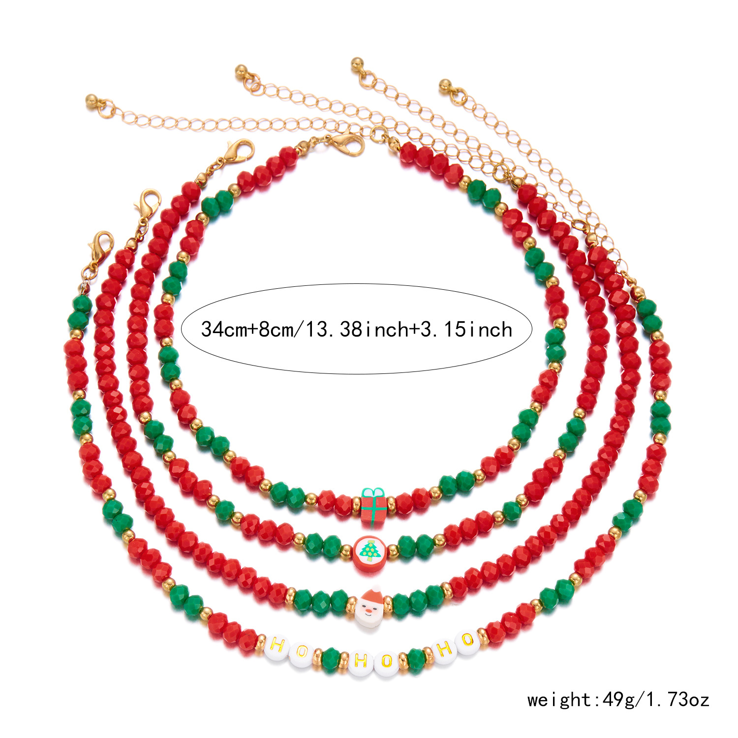 1:Crystal santa layer necklace