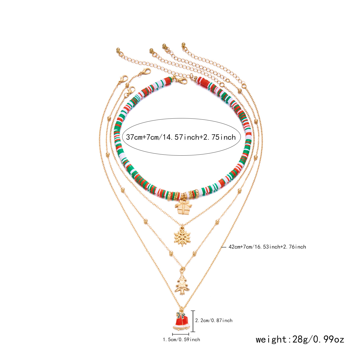 2:Polymer multi-layered christmas tree necklace