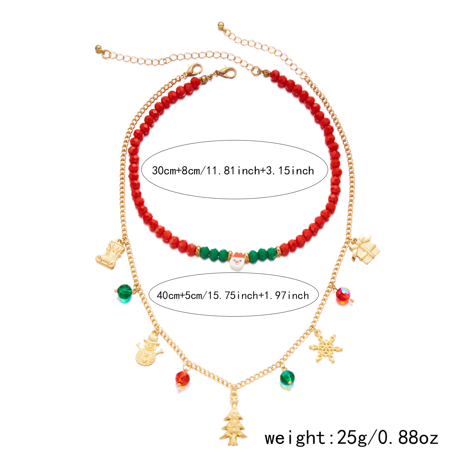 5:Crystal double layer christmas tree necklace