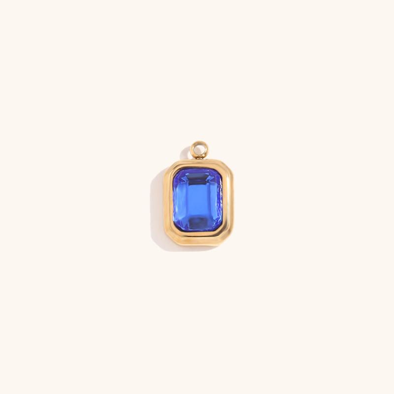 9:Square glass pendant September-gold-sapphire blue diamond
