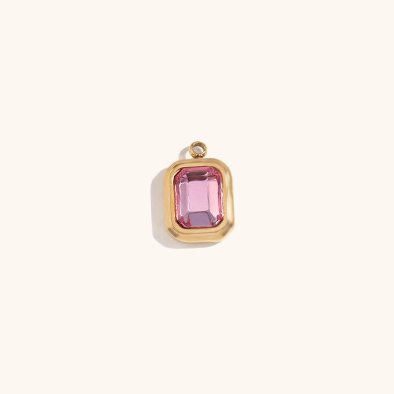10:Square glass pendant October-gold-rose diamond