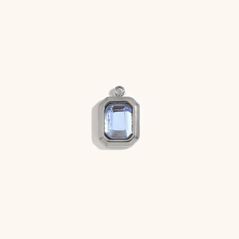 15:Square glass pendant march-steel color-light blue diamond