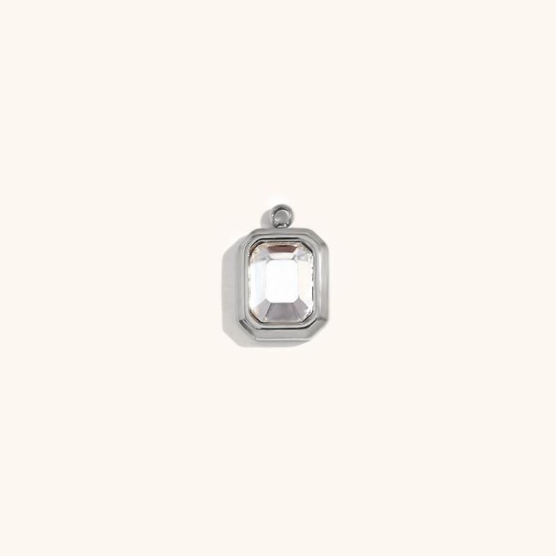 16:Square glass pendant april-steel color-white diamond