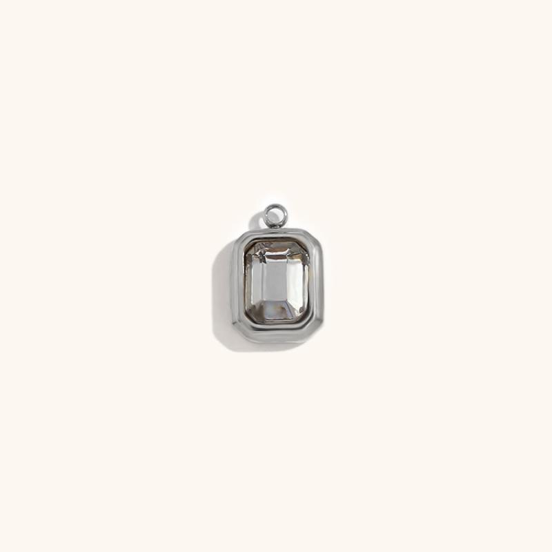 18:Square glass pendant june-steel color-gray and white diamond