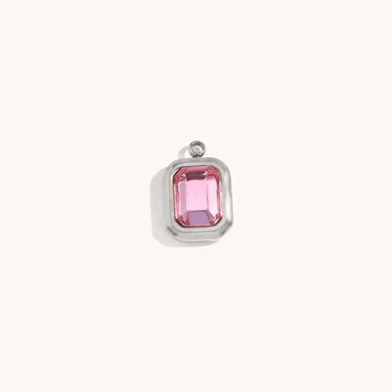 22:Square glass pendant october-steel color-rose red diamond