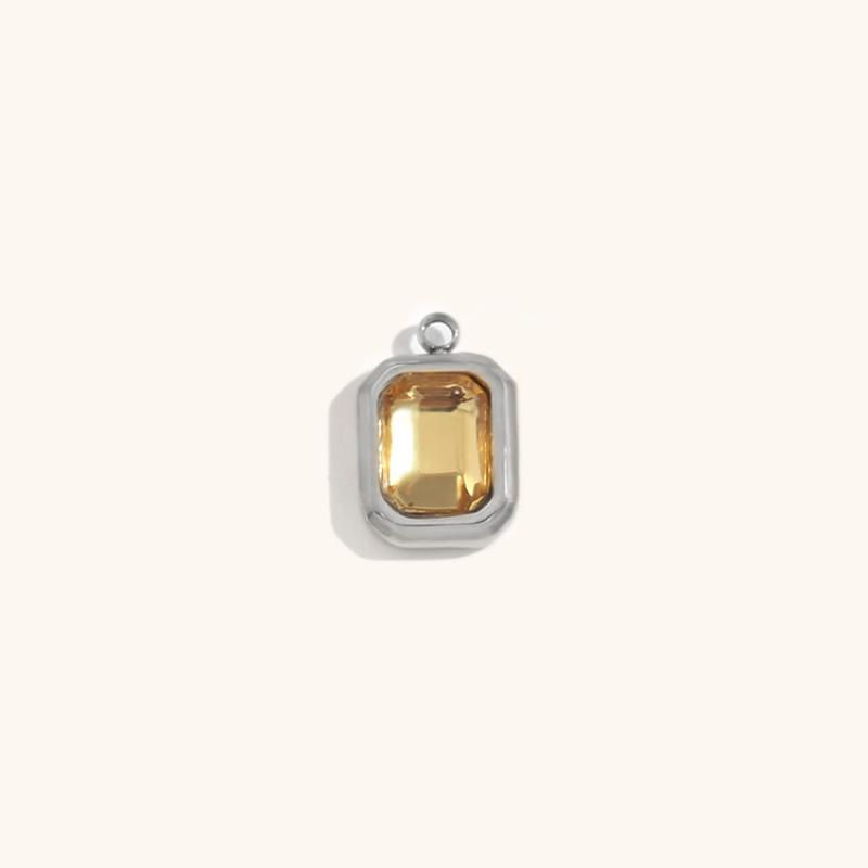 23:Square glass pendant november-steel color-champagne diamond