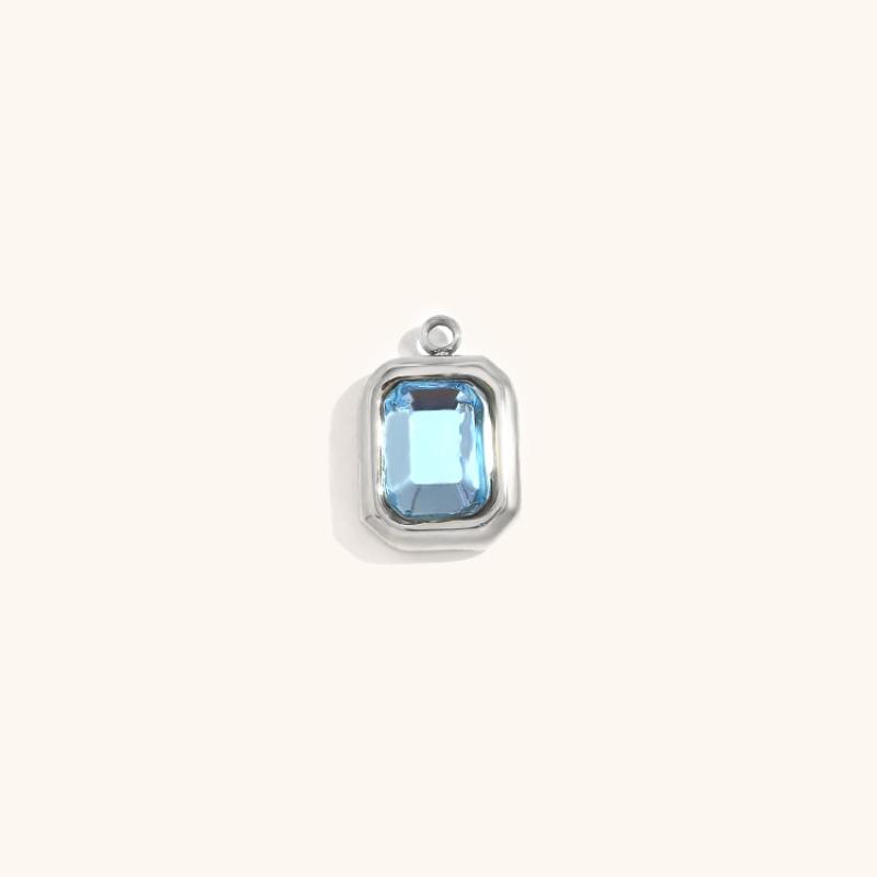 24:Square glass pendant december-steel color-blue diamond