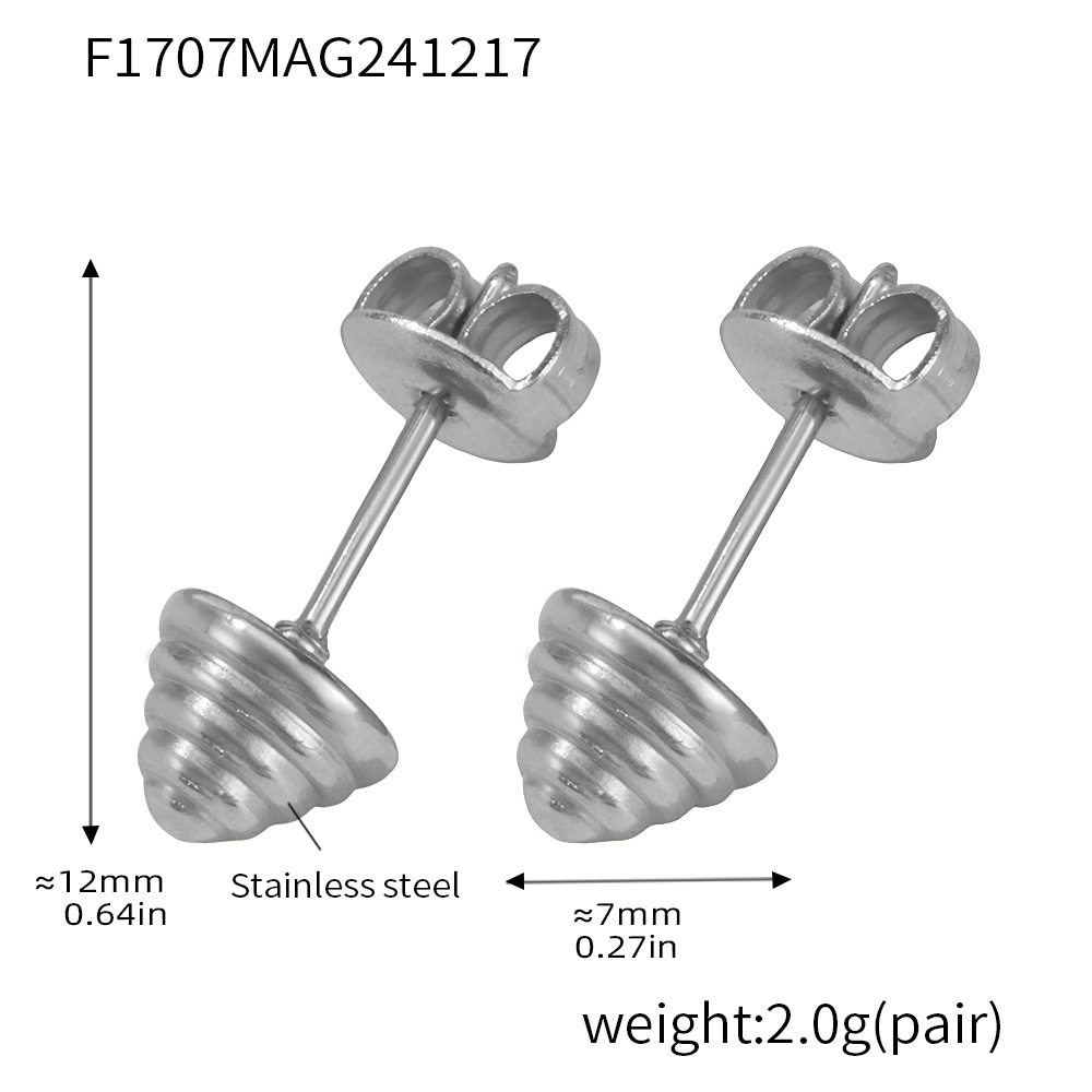 4:F1707-steel color threaded earrings