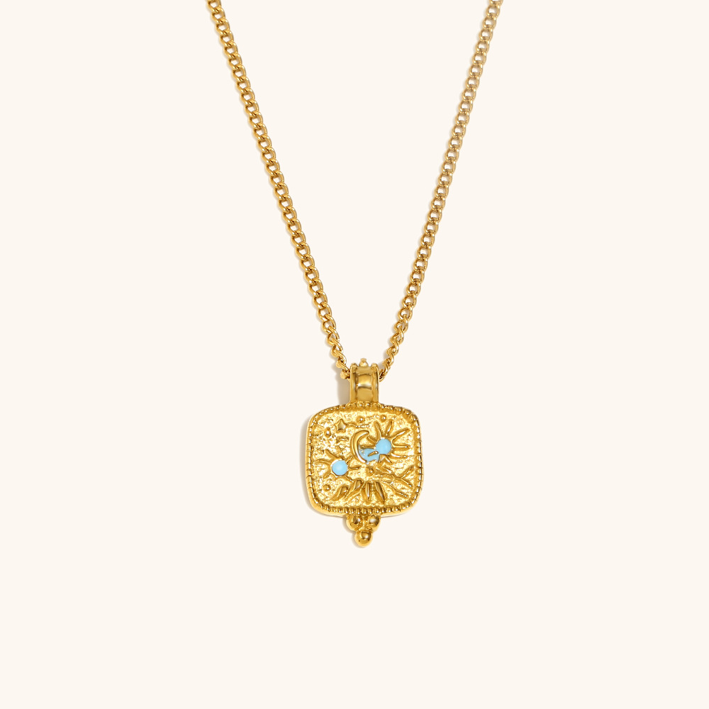 1:Star oil drop pendant necklace-gold
