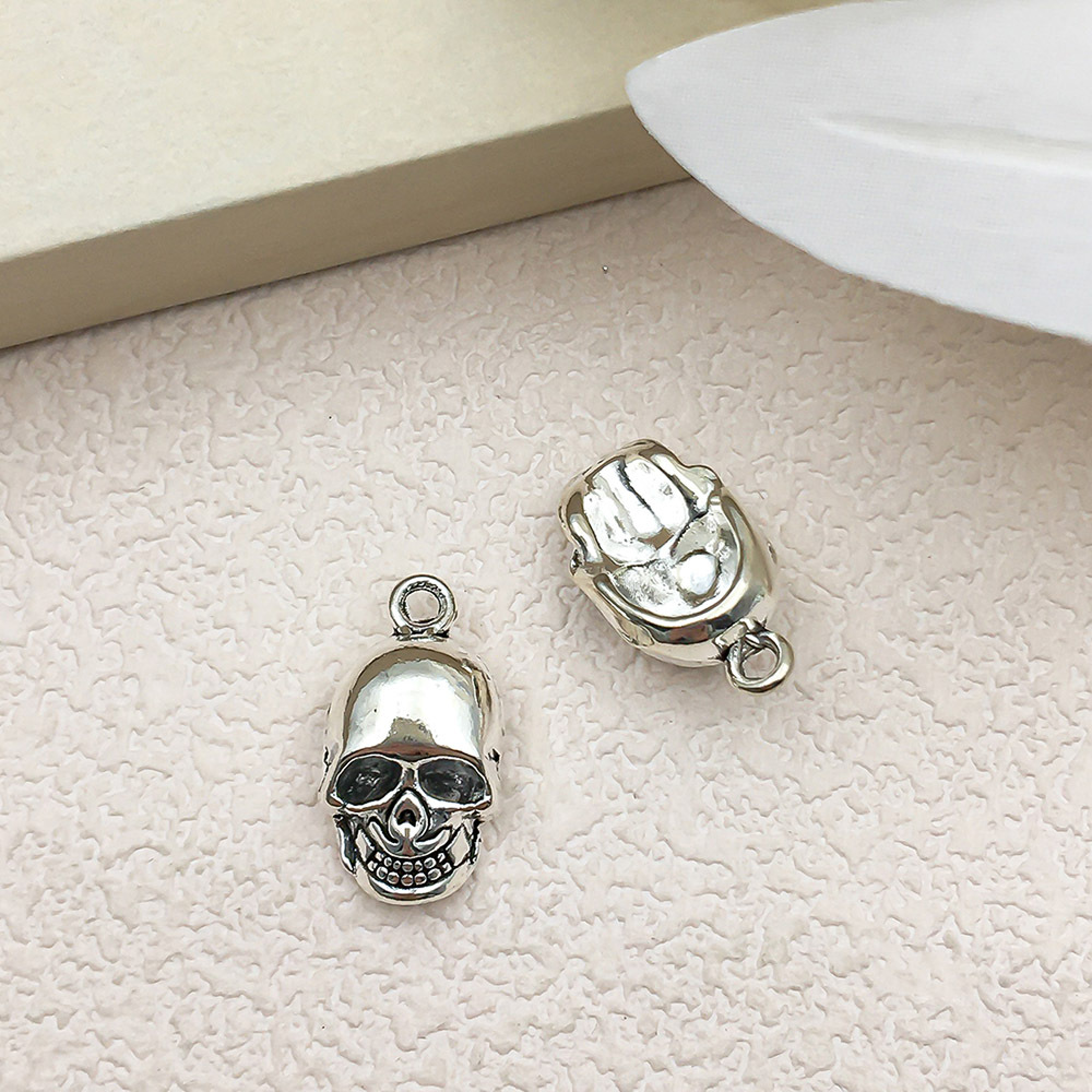 2:1 antique silver Halloween skull 12x20mm-3341-3.1g
