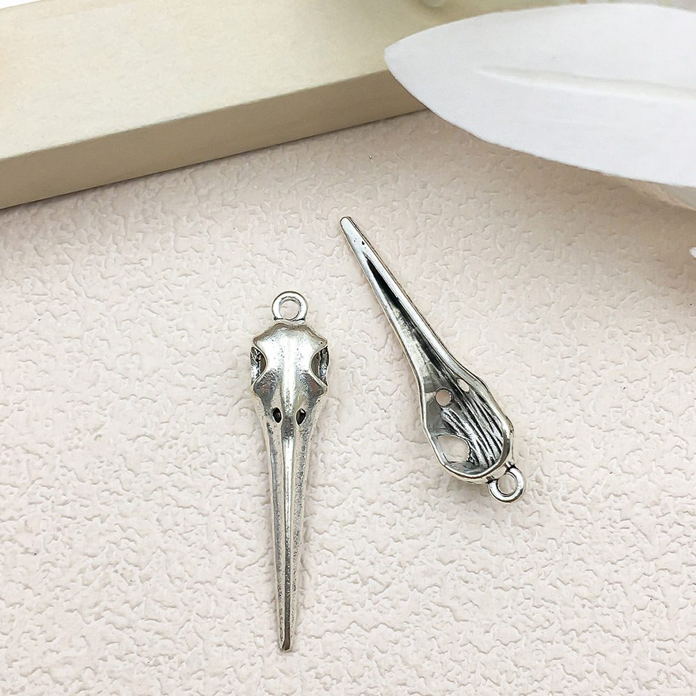 4:1 antique silver skull bird head 10x43mm-15551-2.7g