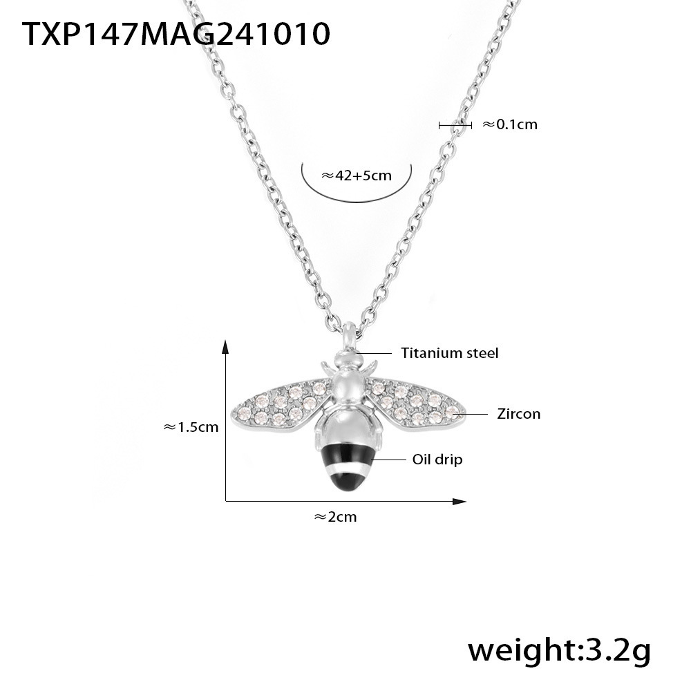 2:Txp147-steel color bee necklace