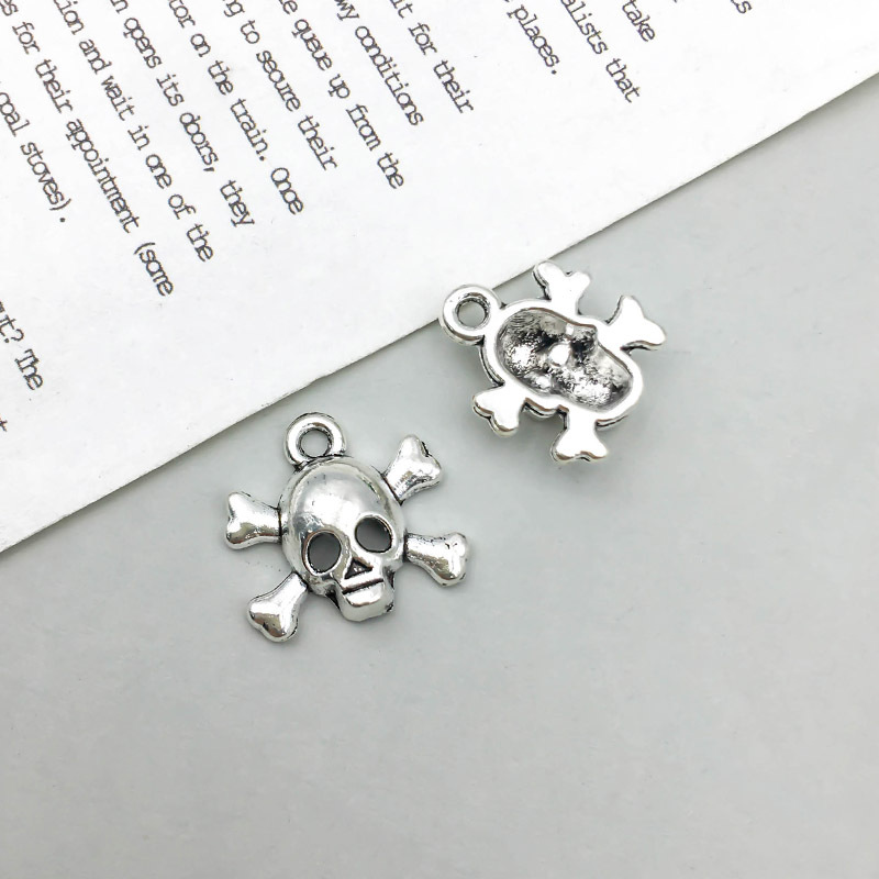 15:1 antique silver skull 15*14mm-1g-10888