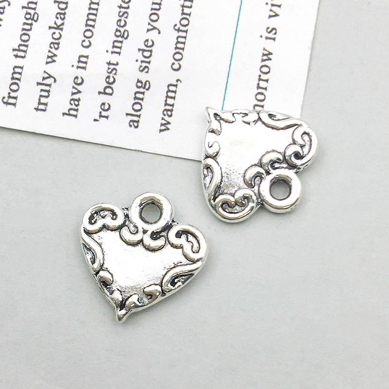 8:1 antique Silver Peach heart 12*13mm-0.9g-11204