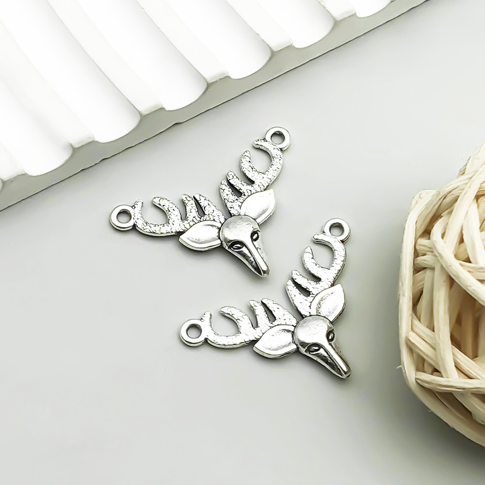 4:1 antique silver Christmas deer head 22*34mm-2g-6937