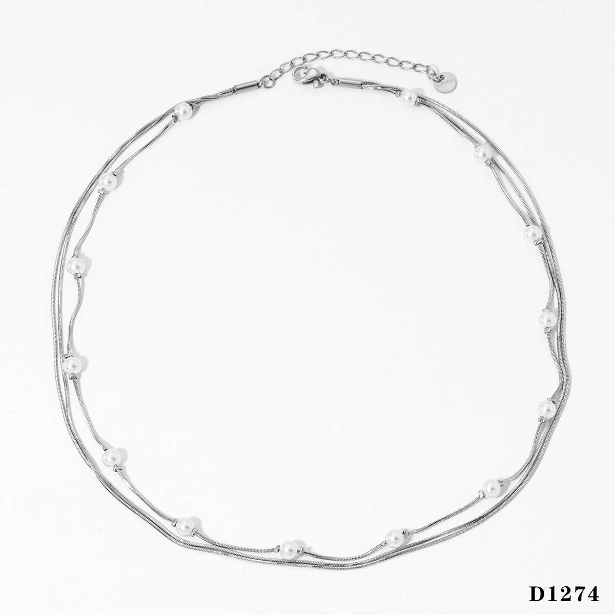 2:Silver three-layer pearl necklace d1274