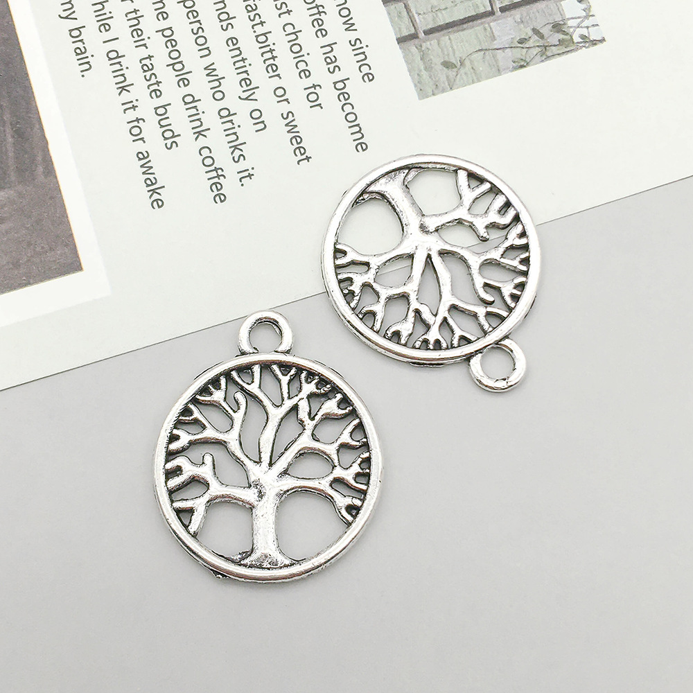 2:1 antique silver round tree of life 20*24mm-1.6g-4088