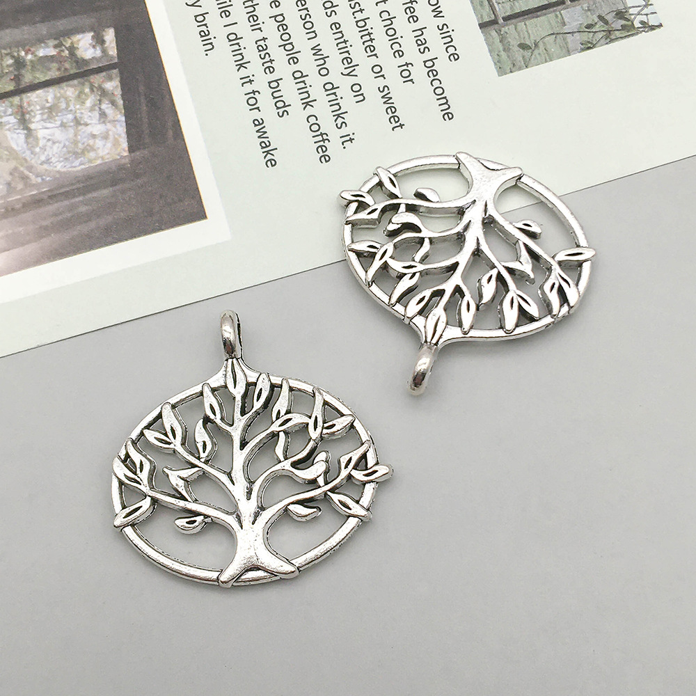 3:1 antique silver oval tree of life 27*28mm-3.1g-7075