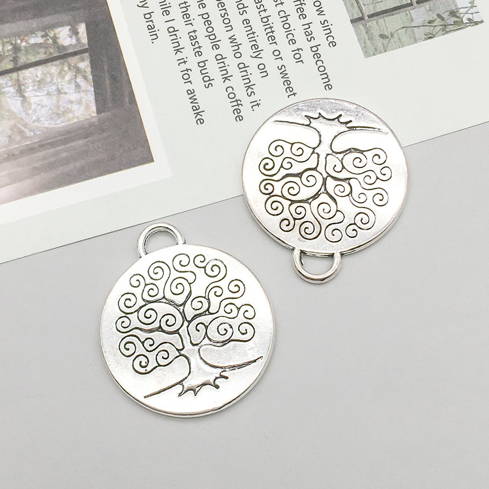 5:1 antique silver round tree of life 27*23mm-5g-7539