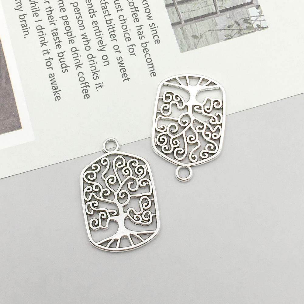 8:1 antique silver square tree of life 15*22mm-1.2g-9019