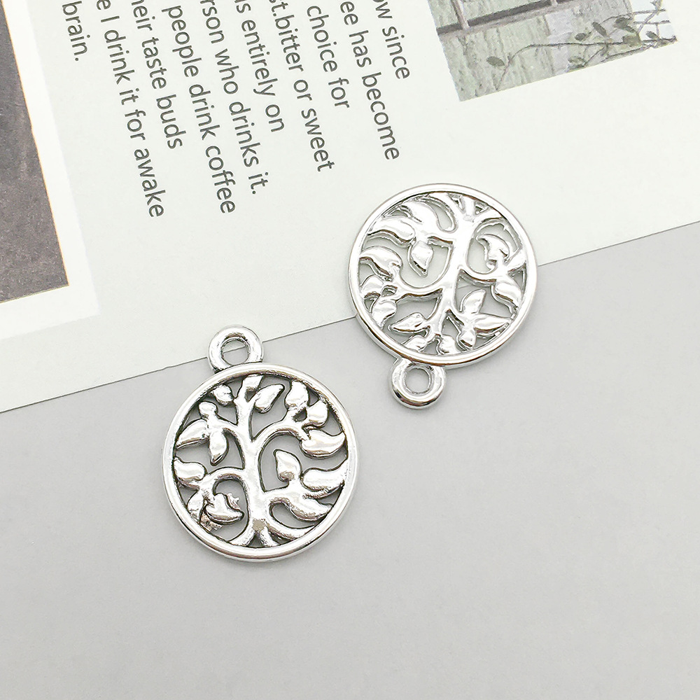 10:1 antique silver round tree of life 15*19mm-1.3g-10417