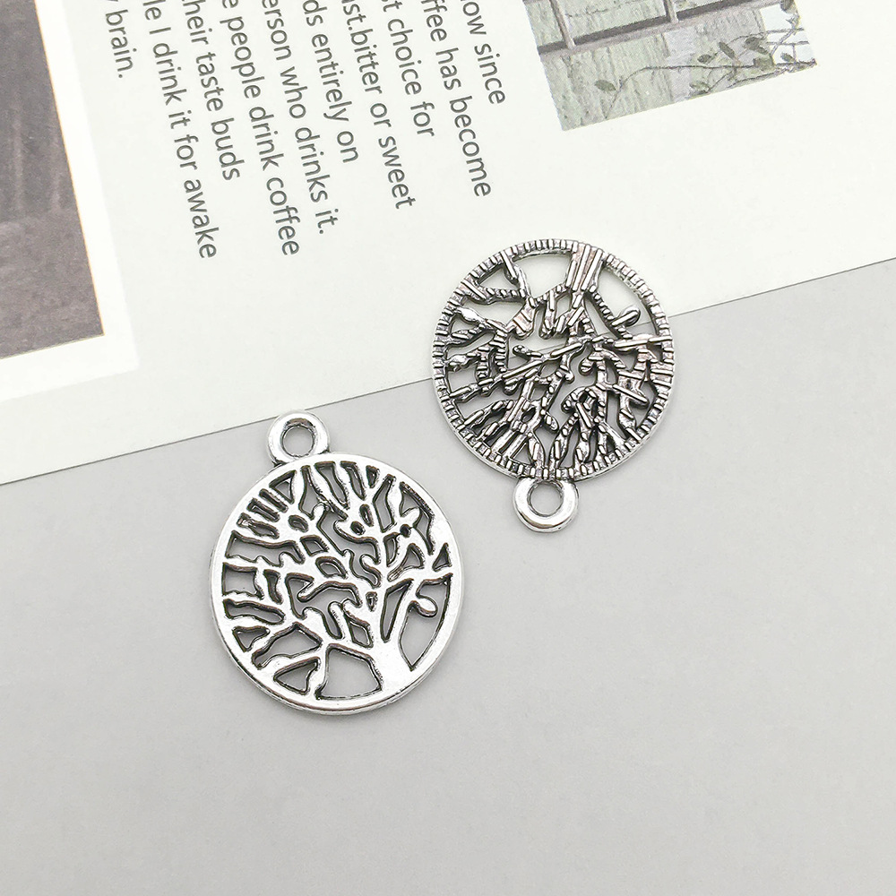11:1 antique silver round tree of life 16*20mm-1.4g-10419