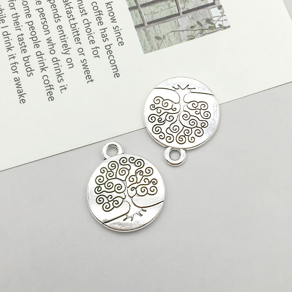 12:1 antique silver round tree of life 15*18mm-2g-11220