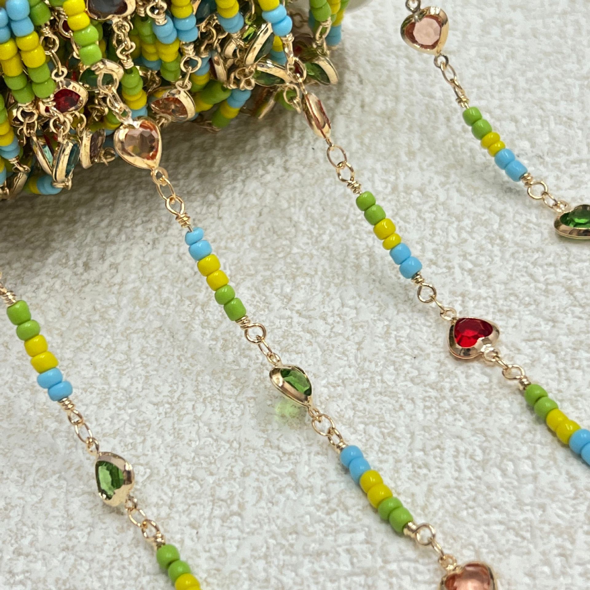 2:Green rice beads with crystal