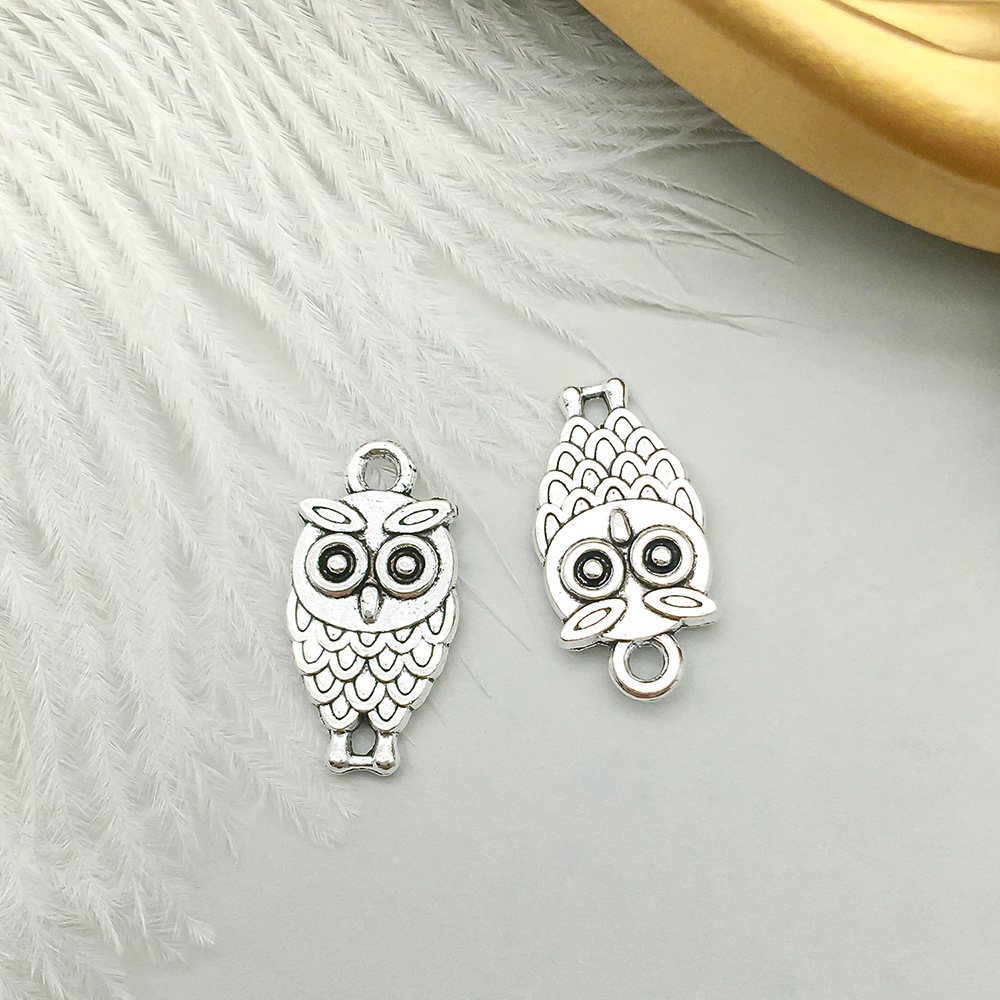 3:1 antique silver double-sided owl 10*18mm-1.1g-4953