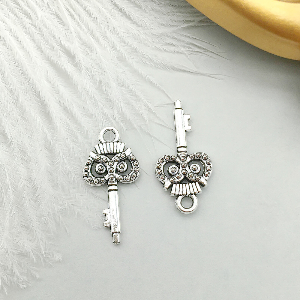 5:1 antique silver owl key 10*21mm-0.9g-11227