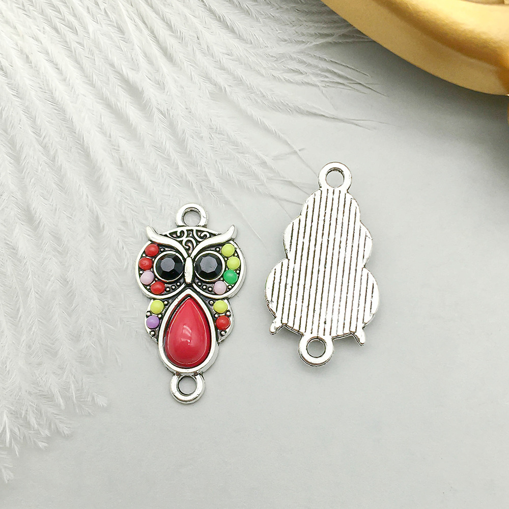 7:1 antique silver point diamond owl 23*18mm-1.5g-16620