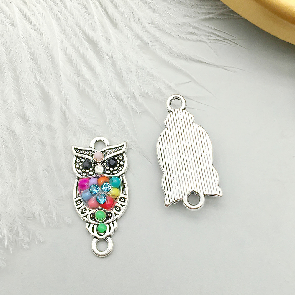 8:1 antique silver point diamond owl 23*11mm-1.9g-16659