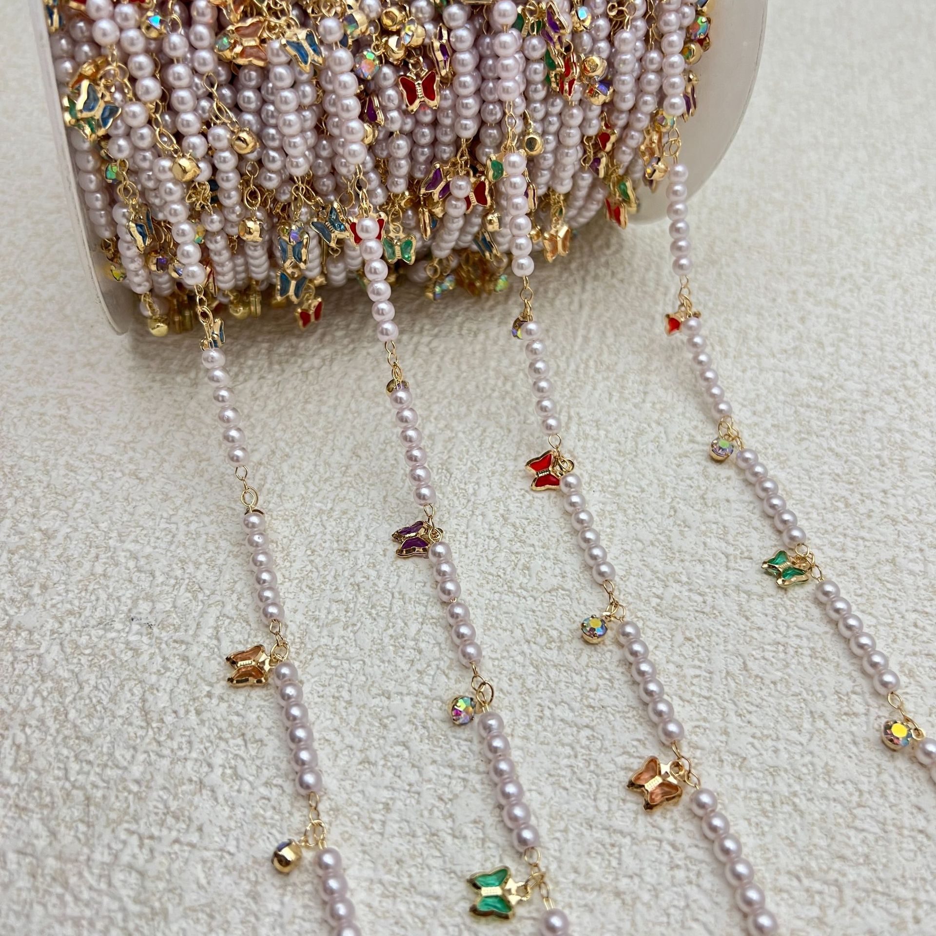 1:Butterfly crystal pearl kc gold