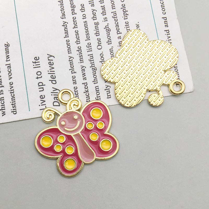 5:1 oil dripping kc Golden Rose Red Butterfly 24*24mm-2g-16879