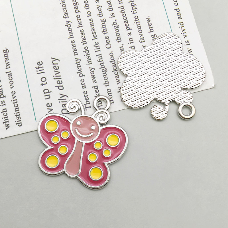 6:1 oil dripping white k Rose Red Butterfly 24*24mm-2g-16880