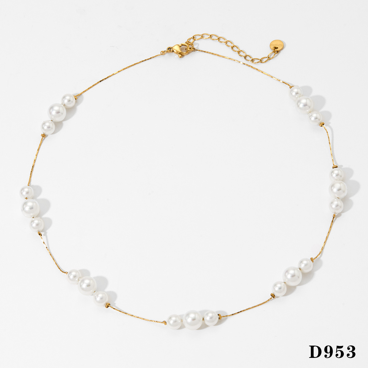 1:Golden white pearl necklace d953