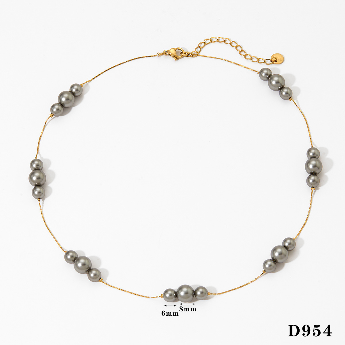 3:Gold gray pearl necklace d954