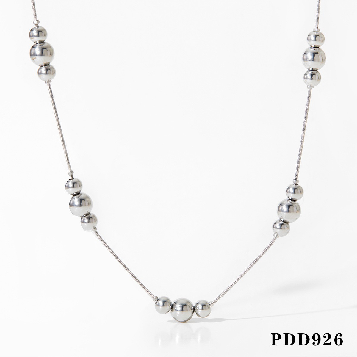 6:Silver steel ball necklace d926