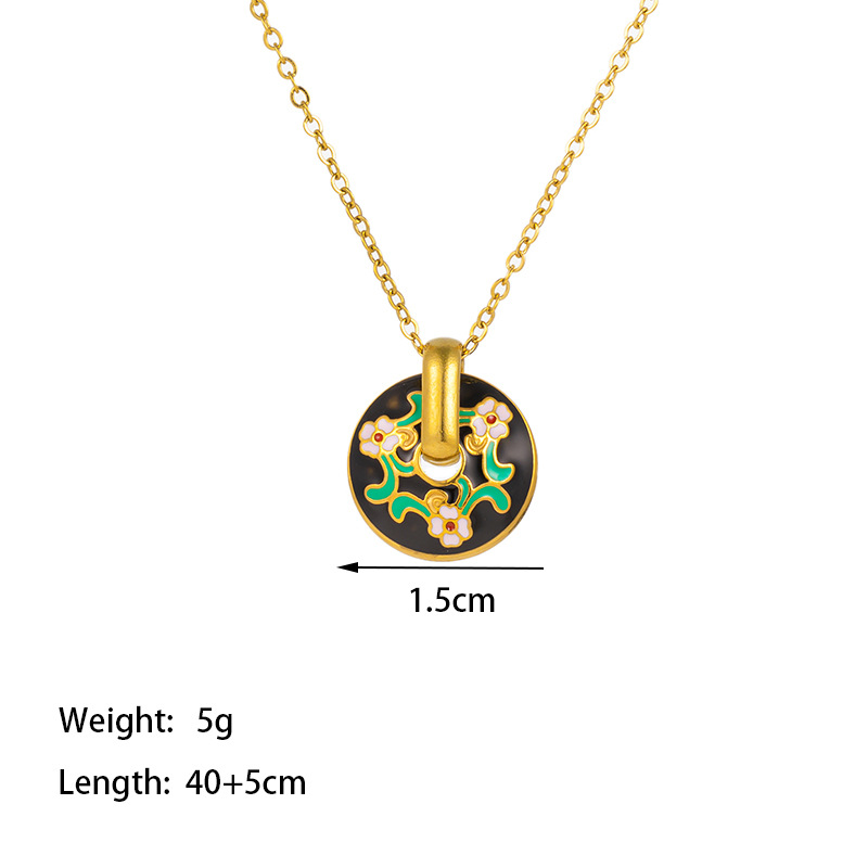 1:【TSH1175】white flower and black bottom necklace gold