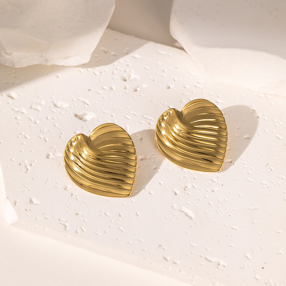 1:【tsg21】striped love earrings gold