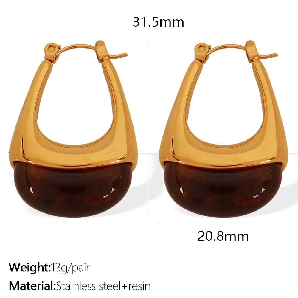 1:Eh736 amber resin gold earrings