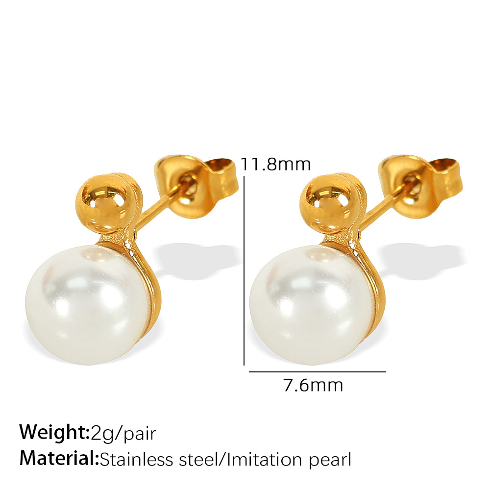 1:Eh704 white bead gold earrings