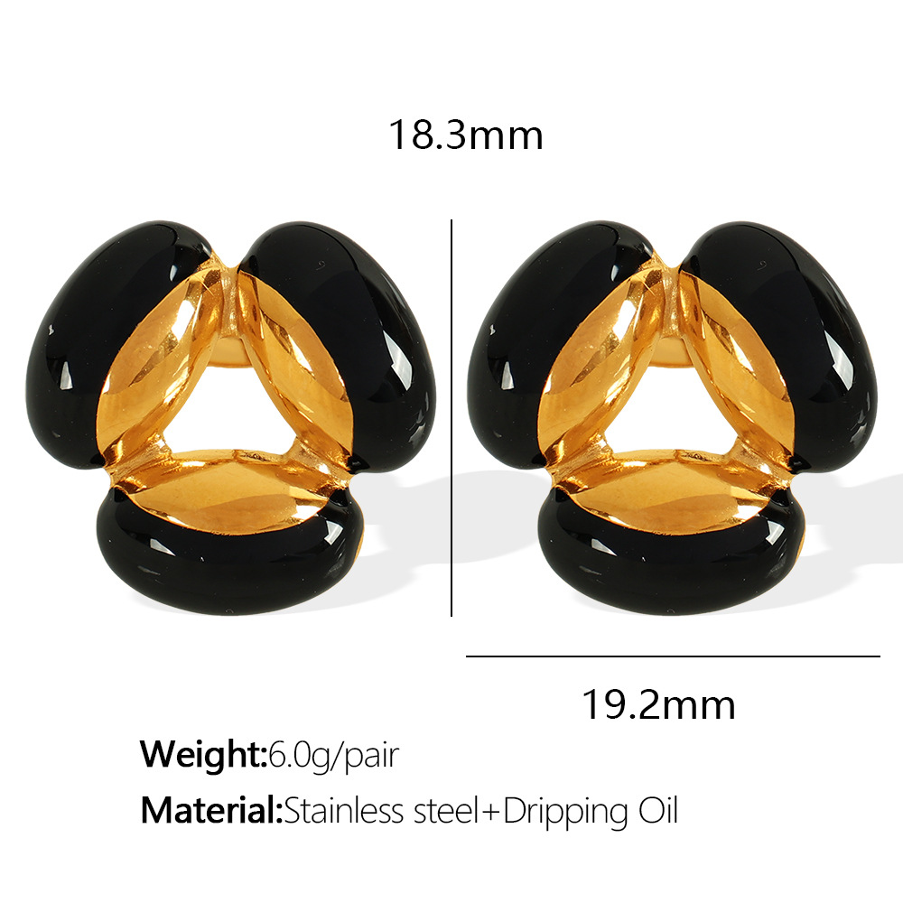 2:EH462 Black Drop Glue Gold Earrings